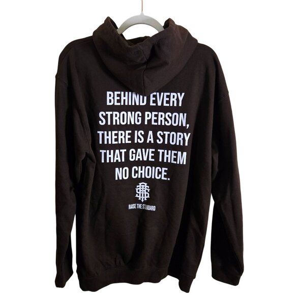 RTS Behind Every Strong Person Hoodie Chocolate Brown Unique Pockets Size L - Picture 3 of 12